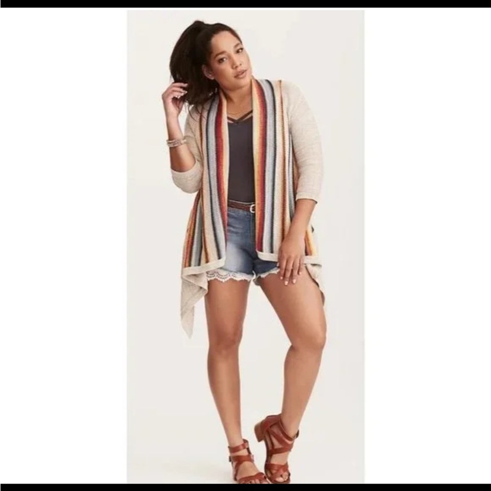 TORRID boho stripe open cardigan